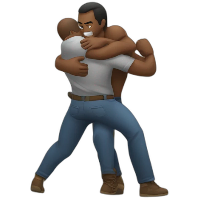 man fighting another man to protect his wife emoji