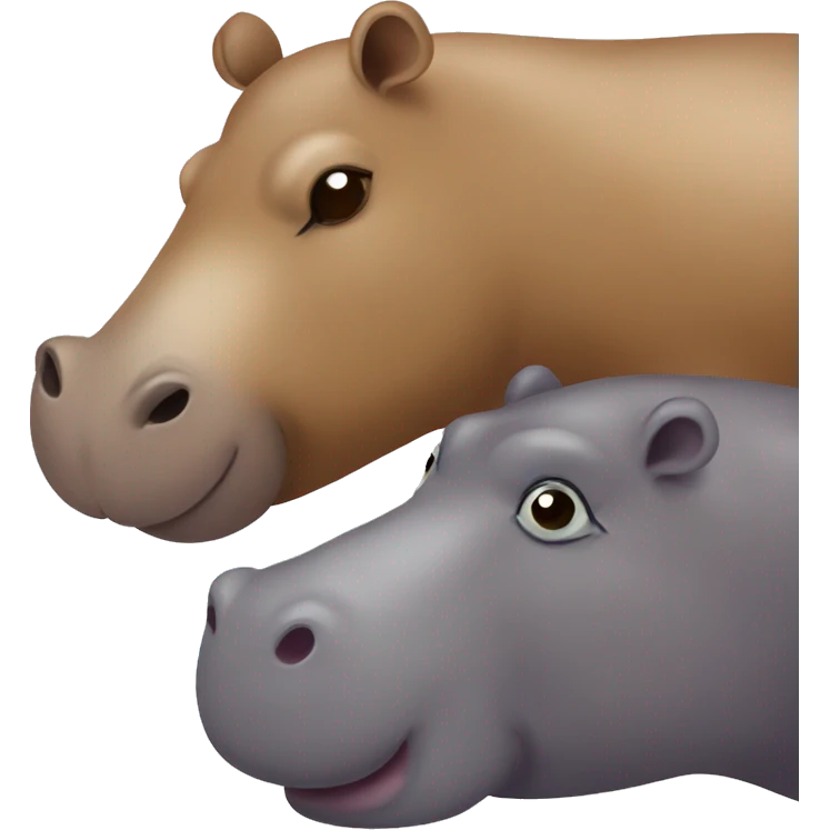 Capybara and Hippo kissing emoji