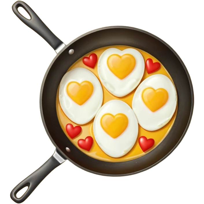 cooking pan with heart-shaped eggs emoji