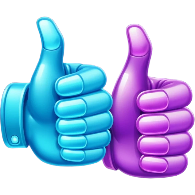 Glitter purple and cian thumbs up emoji