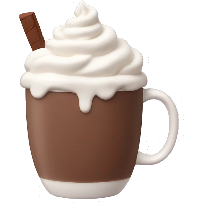 Hot chocolate topped with whipped cream in a pale pink cup emoji