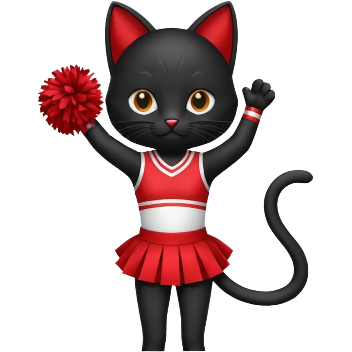 cheerleading black cat with pom pom emoji