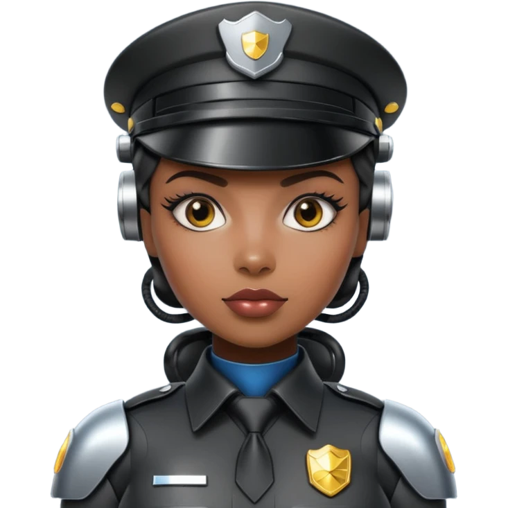 black half robot cop woman emoji