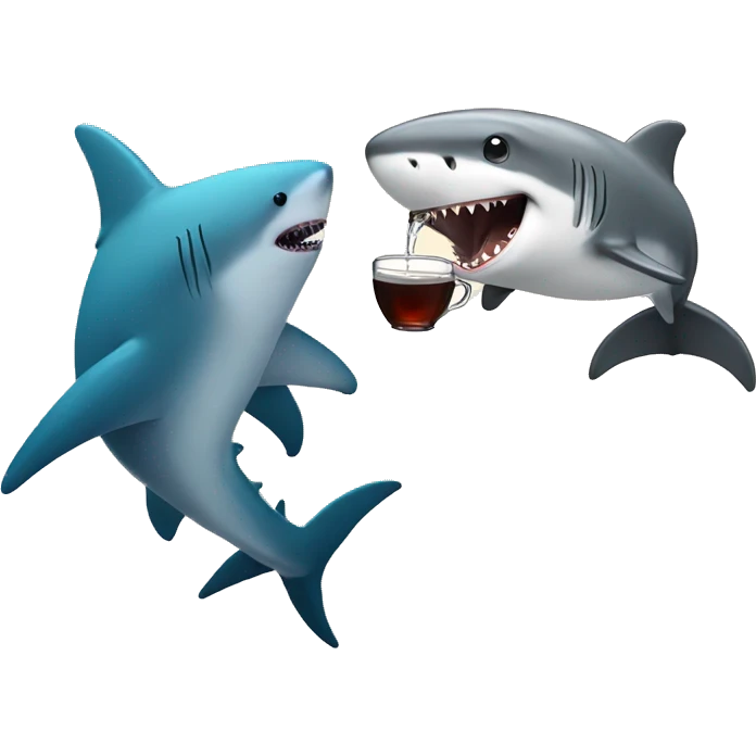 Shark drinking tea with a dolphin  emoji