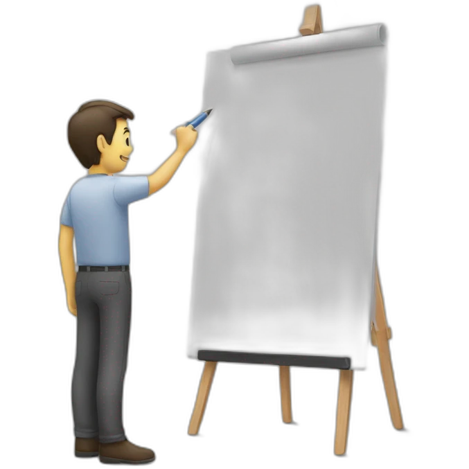 Man writing on a marker board emoji
