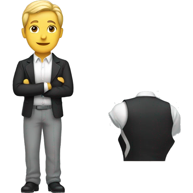 The board is a conductor with a white shirt and a black scarf on the sides with a white and red stripe and a gray vest emoji