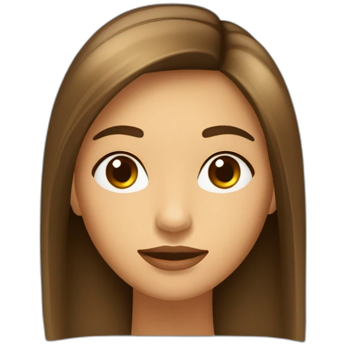CHICA DE PELO MORENO LARGO Y FLEQUILLO RECTO QUE CUBRA LA FRENTE Y OJOS MARRONES OSCUROS emoji