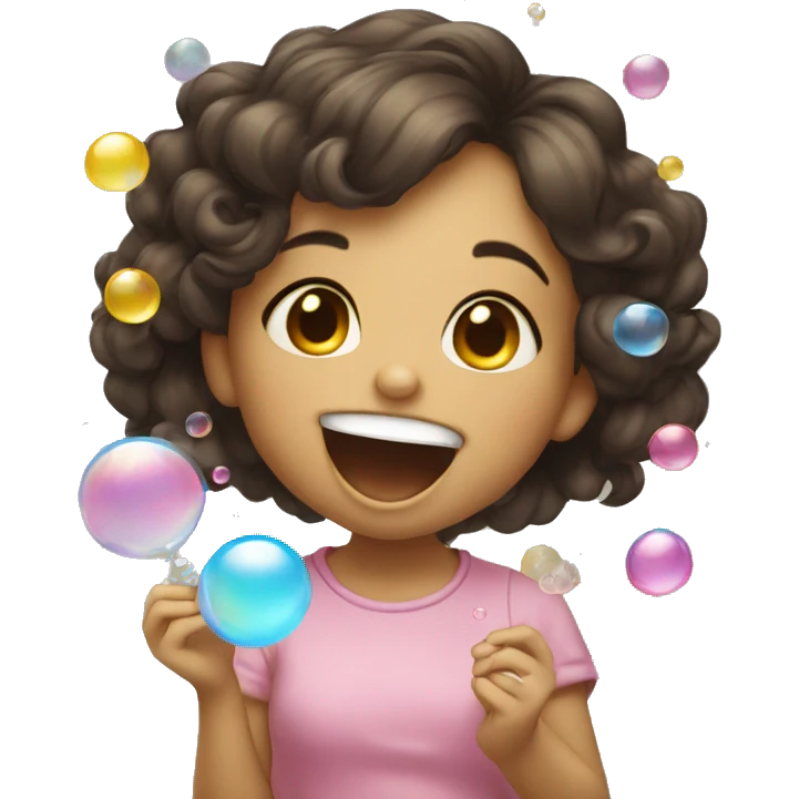 cute girl blowing bubbles laughing emoji