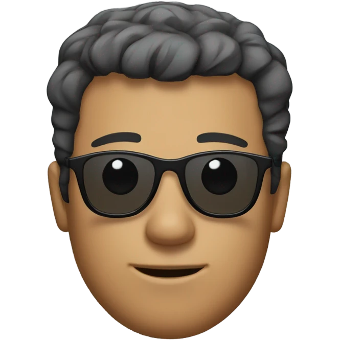 male face with sunglasses, short bond hair and smirk emoji