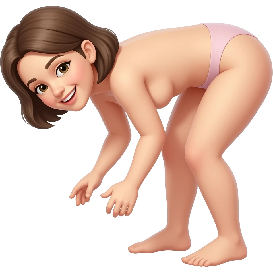 a woman bent over no clothes smiling emoji emoji