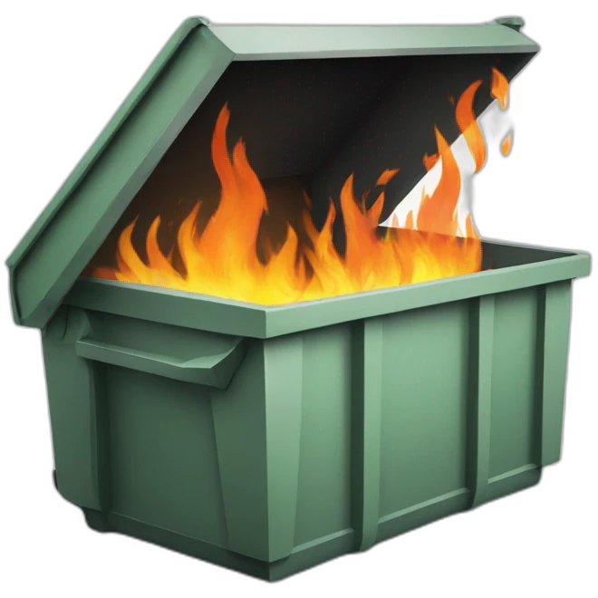 Dumpster fire with x logo on it emoji