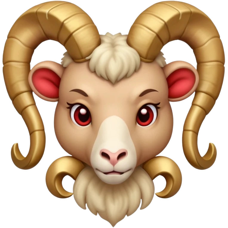 An Aries ram with an angry face and hearts around it emoji