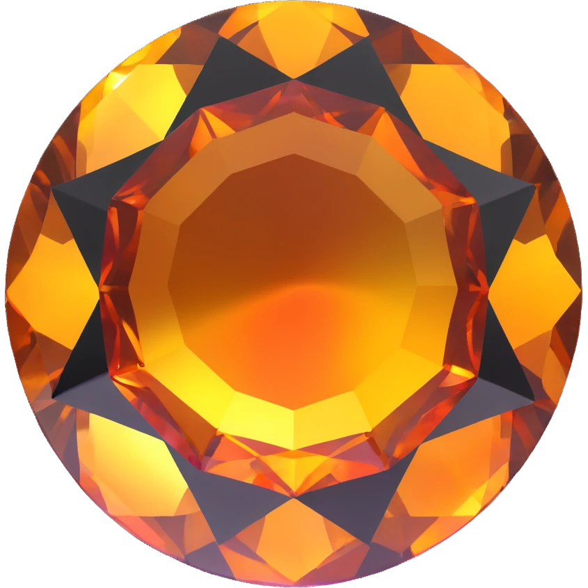 extreme up close amber round cut holographic gem with black metal accent, dramatic lighting emoji