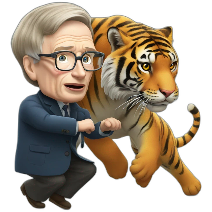 Professor Stephen Hawking fighting a tiger emoji