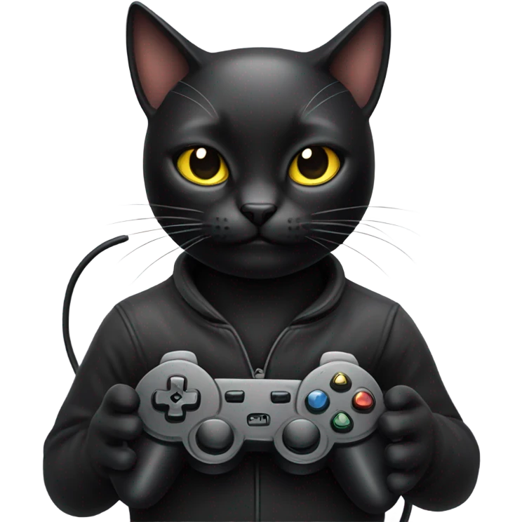 black cat gamer with a gamepad  emoji