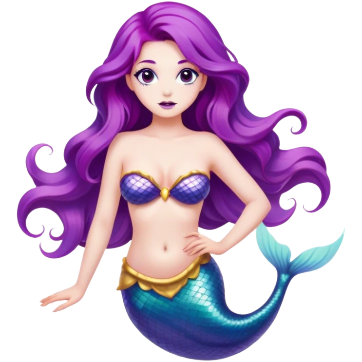 Me as an emoji dressed as a sexy mystical mermaid with flowing purple hair  emoji
