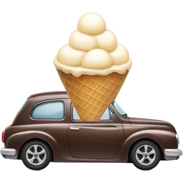 Car whit a ice cream emoji