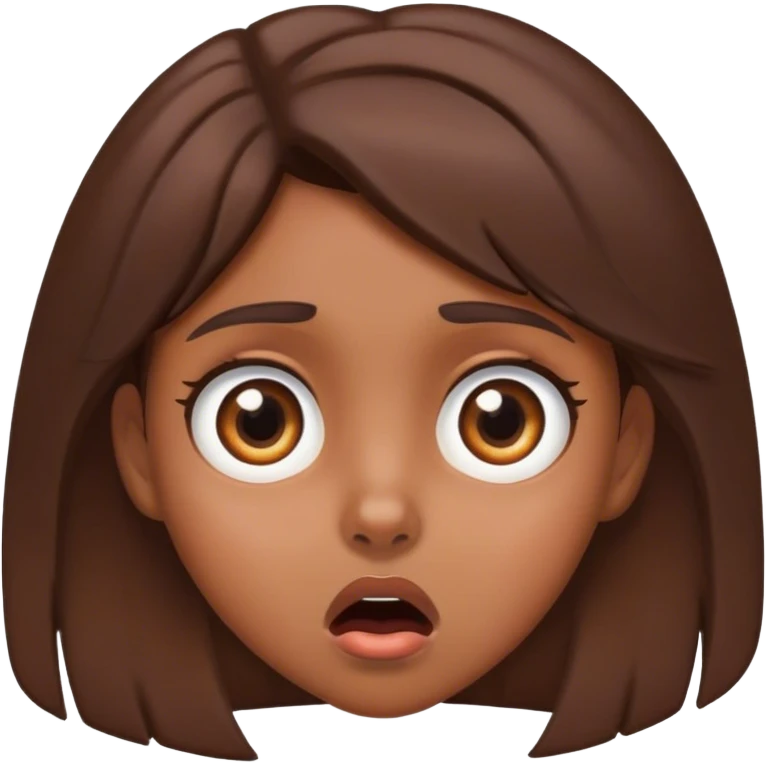 shocked girl with brown hair and brown eyes emoji