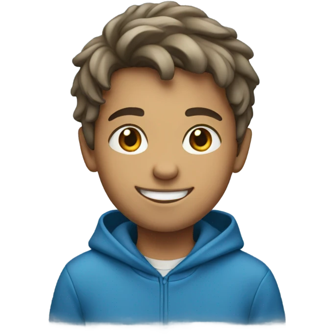 smiling boy in blue hoodie emoji