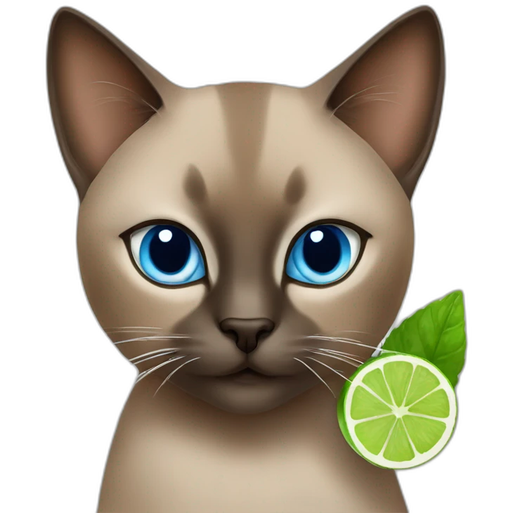 blue eyes brown siamois cat drinking mojito emoji