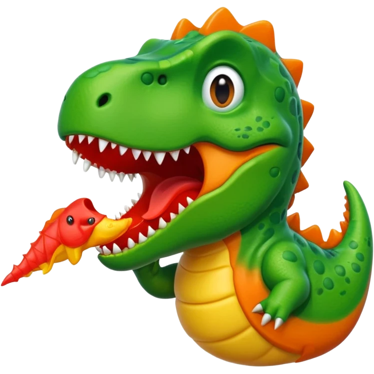 Dinosaur eating a Swedish fish emoji