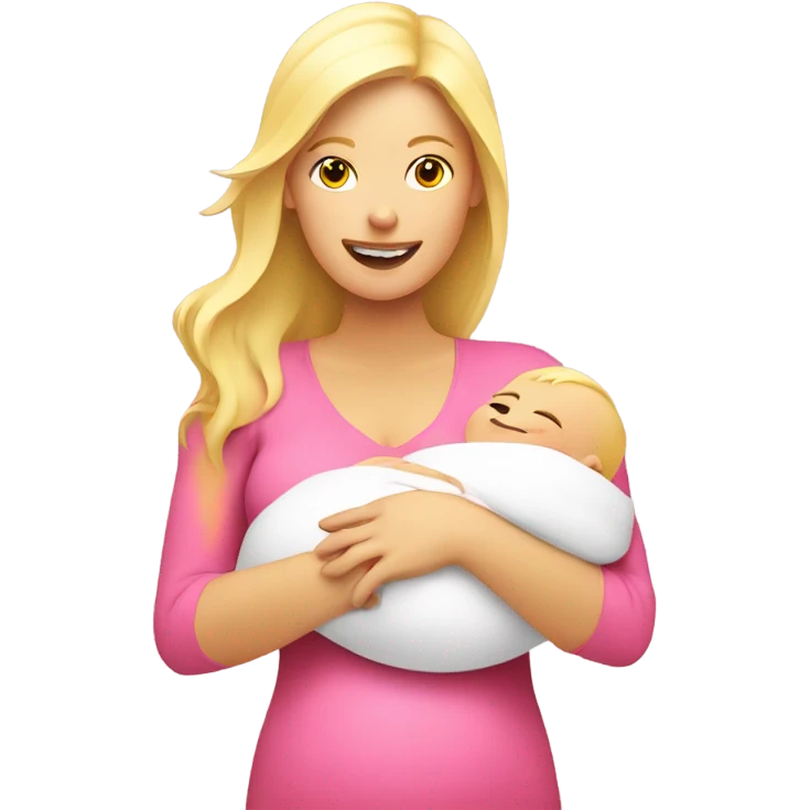 blonde woman breast feeding baby. pink emoji