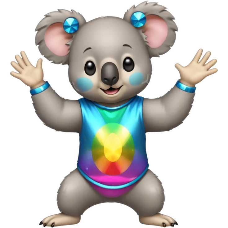 A koala in disco clothes, dancing enthusiastically, portrait, bust up emoji