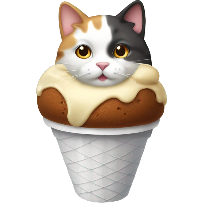 Icecream with calico cat emoji
