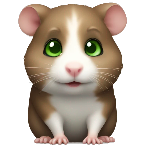 small cute dark brown hamster with green eyes  emoji