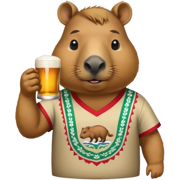 Capibara drink modelo beer with a Méxican shirt emoji