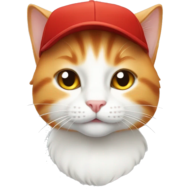 ginger white cat with red cap emoji