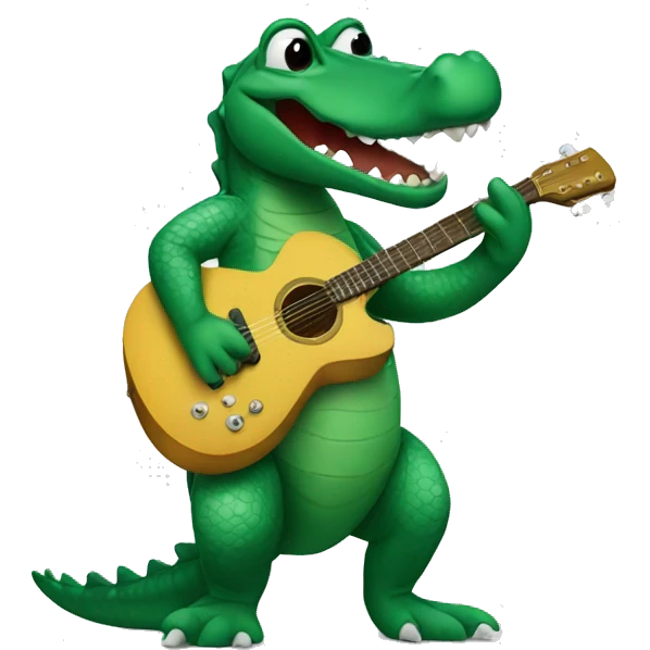 A alligator playing a guitar emoji
