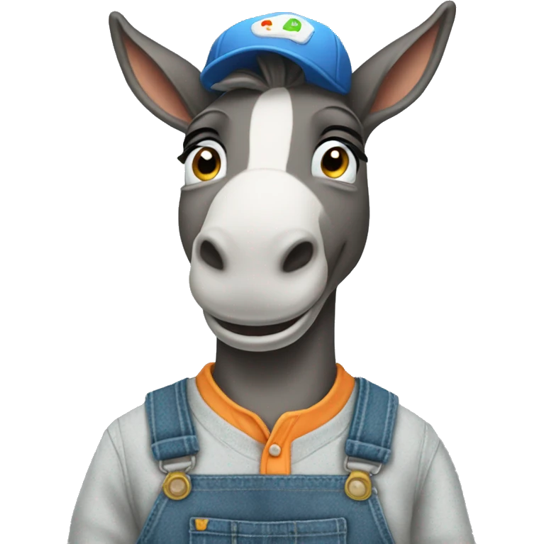 dumb donkey wearing overalls emoji
