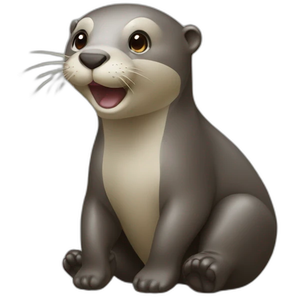 Otter sit on elephant  emoji