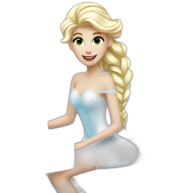 Blondes Snow Queen is playing on the white piano emoji