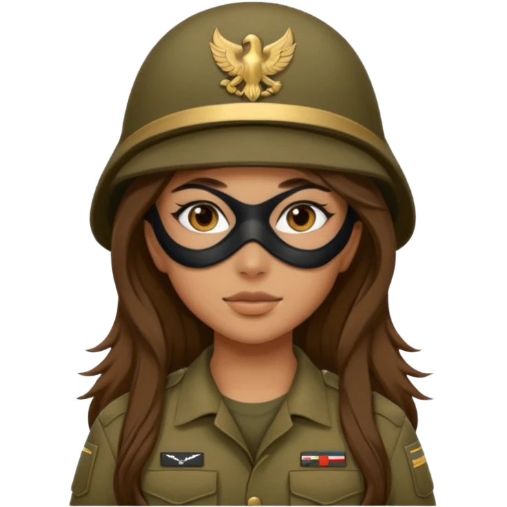 girl soldier with masks and long brown hair emoji