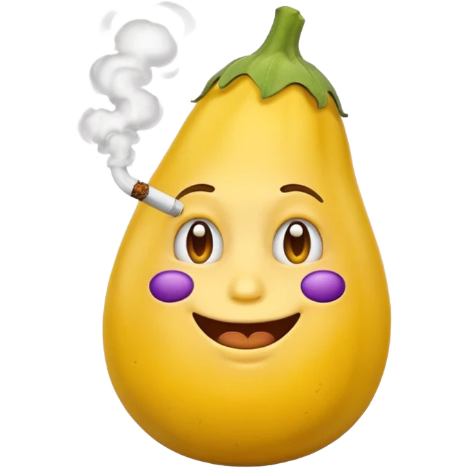 Yellow emoji smoking an eggplant emoji