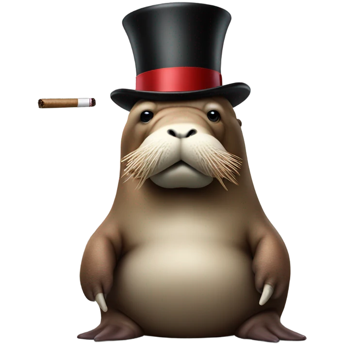 Walrus in top hat with cigar emoji