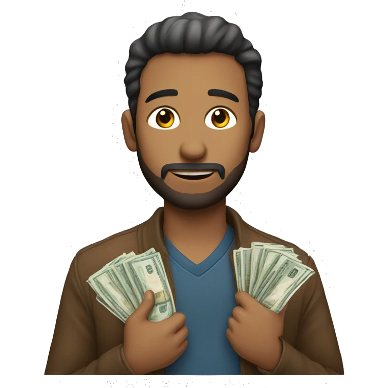 hombre embarazado con un fajo de billetes emoji