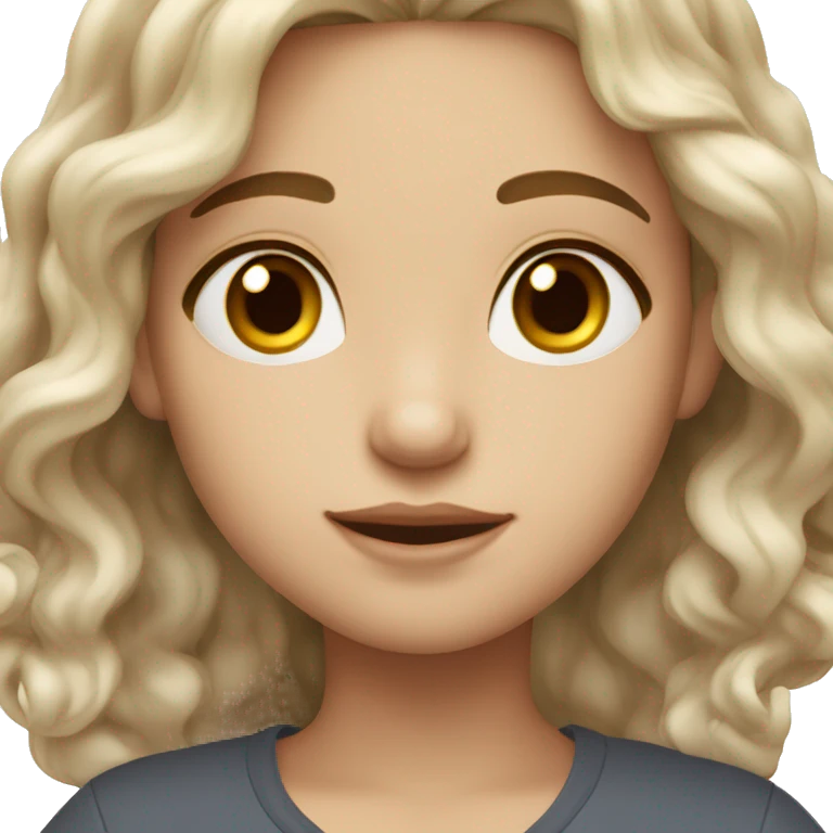 fair-hared wavy hair girl with brown eyes white skin tone emoji