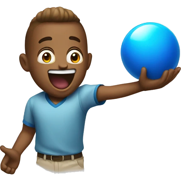 a blue ball happy and exited emoji
