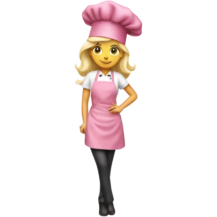 Girly blonde chef with pink aesthetic emoji