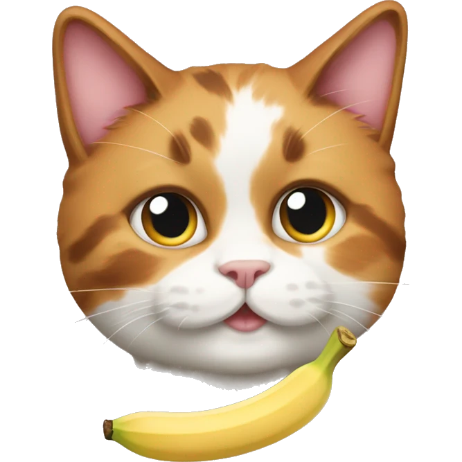 calico cat with banana split emoji
