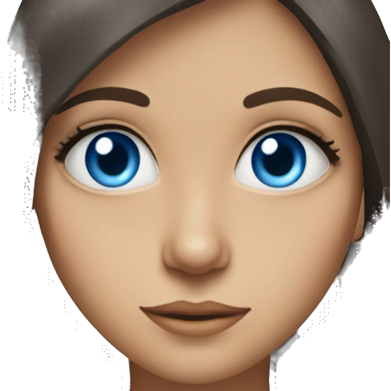 Brunette girl with blue eyes pretty portrait   emoji