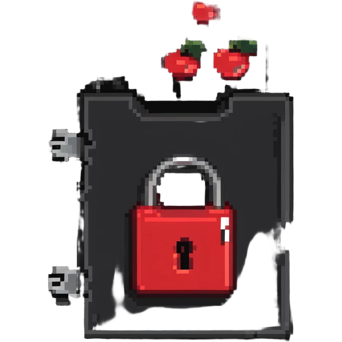Red document with cherry-shaped lock, secure red digital file with cherry padlock emoji