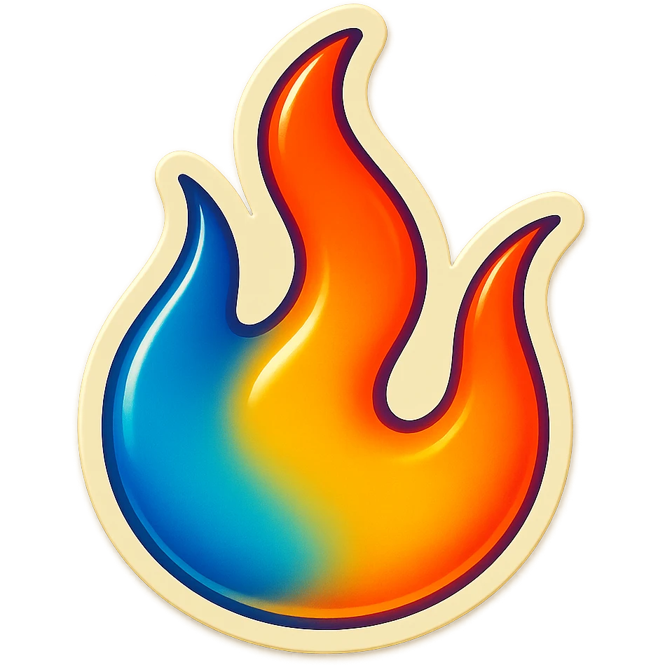 fire streak emoji, playful and modern with blue to orange gradient, vibrant and matching reference image emoji