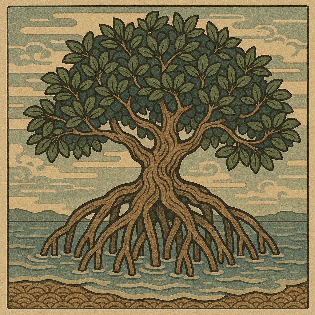 mangrove tree, ukiyo-e style emoji
