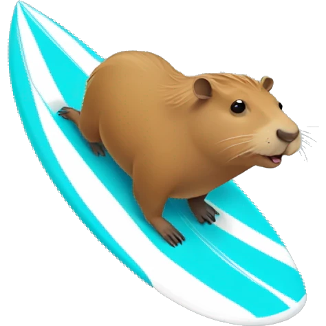 Capybara riding waves on a surfboard  emoji