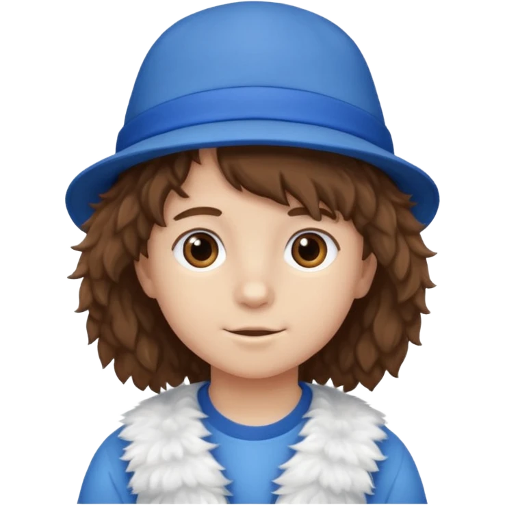 brown fluffy hair kid with blue and white hat emoji