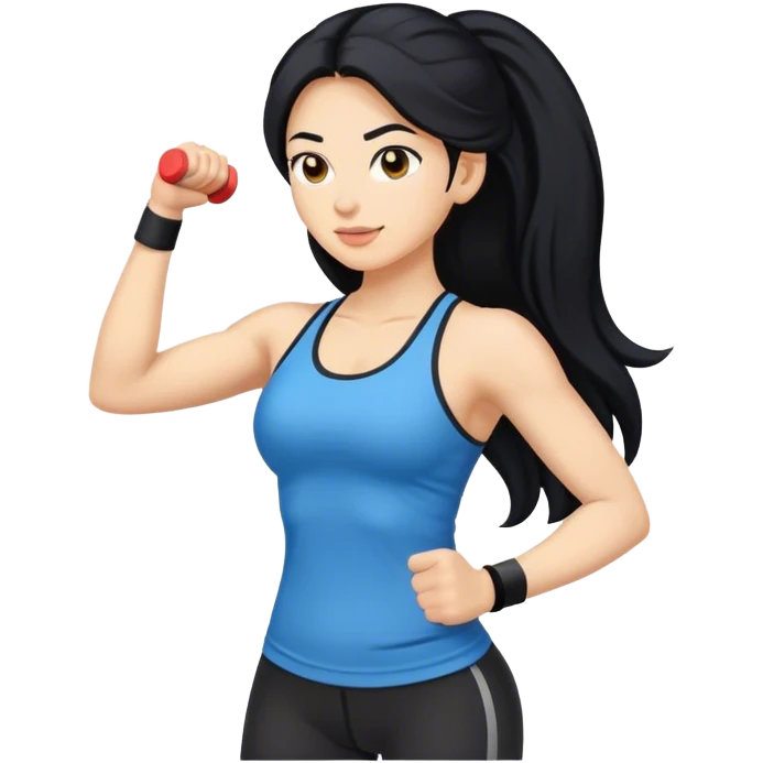 workout long black hair women emoji